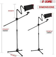 5 Core Microphone Stand + Phone Holder Floor Boom Mic Stand Gooseneck + Tablet Holder Collapsible Adjustable Tripod Mic Stand w Two Mic Clips + Carry Bag for Singing Karaoke Studio Parties -MS MOB - Sunny Side Store