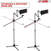 5 Core Microphone Stand + Phone Holder Floor Boom Mic Stand Gooseneck + Tablet Holder Collapsible Adjustable Tripod Mic Stand w Two Mic Clips + Carry Bag for Singing Karaoke Studio Parties -MS MOB - Sunny Side Store