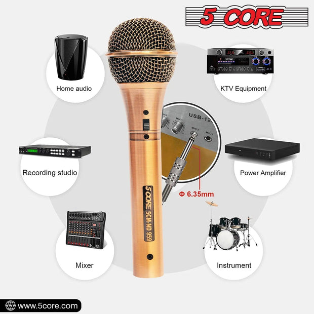 5 Core Microphone Professional Dynamic Karaoke XLR Wired Mic w ON/OFF Switch Pop Filter Cardioid Unidirectional Handheld Micrófono -ND-959 Elantra 3PCS - Sunny Side Store