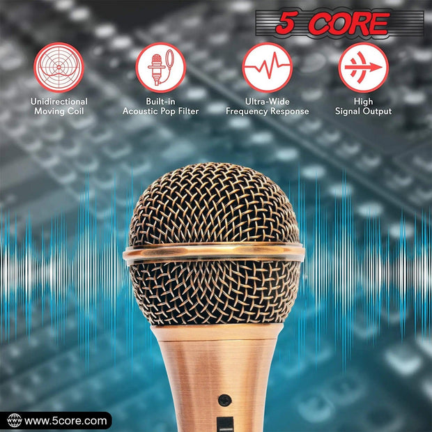 5 Core Microphone Professional Dynamic Karaoke XLR Wired Mic w ON/OFF Switch Pop Filter Cardioid Unidirectional Handheld Micrófono -ND-959 Elantra 3PCS - Sunny Side Store
