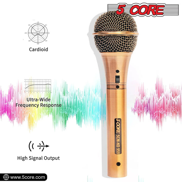 5 Core Microphone Professional Dynamic Karaoke XLR Wired Mic w ON/OFF Switch Pop Filter Cardioid Unidirectional Handheld Micrófono -ND-959 Elantra 3PCS - Sunny Side Store