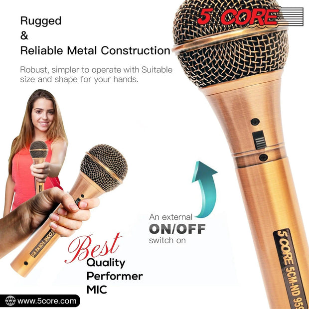 5 Core Microphone Professional Dynamic Karaoke XLR Wired Mic w ON/OFF Switch Pop Filter Cardioid Unidirectional Handheld Micrófono -ND-959 Elantra 3PCS - Sunny Side Store