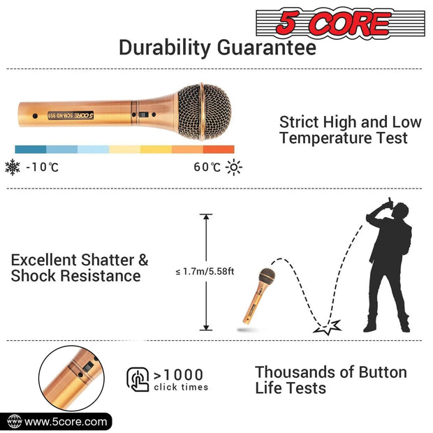 5 Core Microphone Professional Dynamic Karaoke XLR Wired Mic w ON/OFF Switch Pop Filter Cardioid Unidirectional Handheld Micrófono -ND-959 Elantra 3PCS - Sunny Side Store