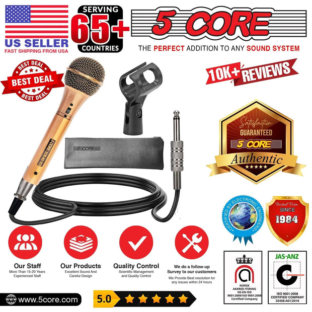 5 Core Microphone Professional Dynamic Karaoke XLR Wired Mic w ON/OFF Switch Pop Filter Cardioid Unidirectional Handheld Micrófono -ND-959 Elantra 3PCS - Sunny Side Store