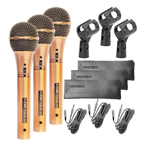 5 Core Microphone Professional Dynamic Karaoke XLR Wired Mic w ON/OFF Switch Pop Filter Cardioid Unidirectional Handheld Micrófono -ND-959 Elantra 3PCS - Sunny Side Store