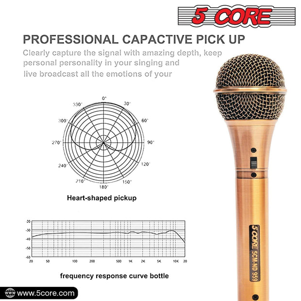 5 Core Microphone Professional Dynamic Karaoke XLR Wired Mic w ON/OFF Switch Pop Filter Cardioid Unidirectional Handheld Micrófono -ND-959 Elantra 3PCS - Sunny Side Store