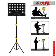 5 Core Music Stand for Sheet Music Yellow Folding Portable Stands Light Weight Book Clip Holder Music Accessories - MUS YLW - Sunny Side Store