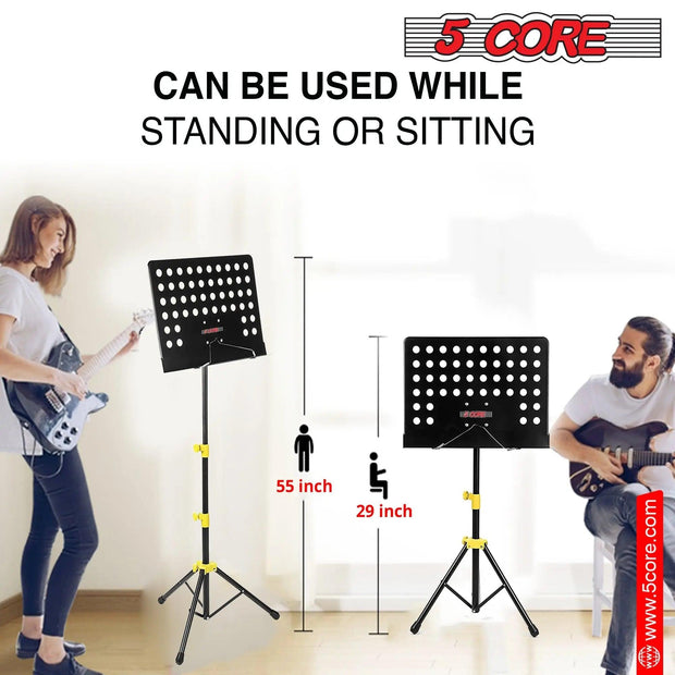 5 Core Music Stand for Sheet Music Yellow Folding Portable Stands Light Weight Book Clip Holder Music Accessories - MUS YLW - Sunny Side Store