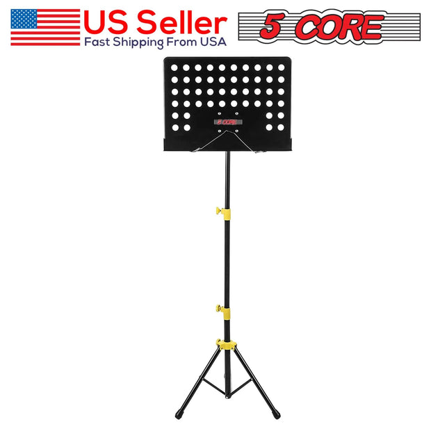 5 Core Music Stand for Sheet Music Yellow Folding Portable Stands Light Weight Book Clip Holder Music Accessories - MUS YLW - Sunny Side Store