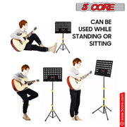 5 Core Music Stand for Sheet Music Yellow Folding Portable Stands Light Weight Book Clip Holder Music Accessories - MUS YLW - Sunny Side Store