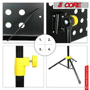 5 Core Music Stand for Sheet Music Yellow Folding Portable Stands Light Weight Book Clip Holder Music Accessories - MUS YLW - Sunny Side Store