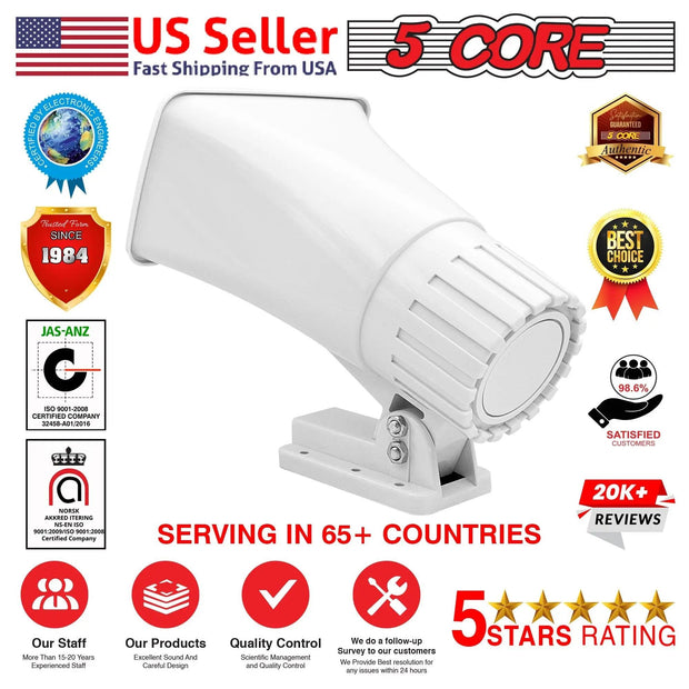 5 Core PA Speaker 8 Ohm Outdoor Horn Audio System 50W Speaker For CB Car Audio Horn Speakers Loud Hailer w Bracket & Hardware -HW 405 WH 8PCS - Sunny Side Store