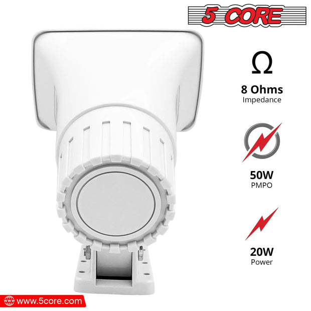 5 Core PA Speaker 8 Ohm Outdoor Horn Audio System 50W Speaker For CB Car Audio Horn Speakers Loud Hailer w Bracket & Hardware -HW 405 WH 8PCS - Sunny Side Store