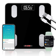 5 Core Smart Weight Scale for Body Weight Digital Bathroom Scale Bluetooth Body Fat Monitor Health Analyzer Sync with App Rechargeable -BBS VL R BLK - Sunny Side Store