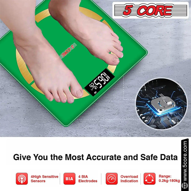 5 Core Smart Weight Scale for Body Weight Digital Bathroom Scale BMI Weighing Bluetooth Body Fat Monitor Health Analyzer Sync with App -BBS 03 B SG - Sunny Side Store