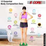 5 Core Smart Weight Scale for Body Weight Digital Bathroom Scale BMI Weighing Bluetooth Body Fat Monitor Health Analyzer Sync with App -BBS 03 B SG - Sunny Side Store