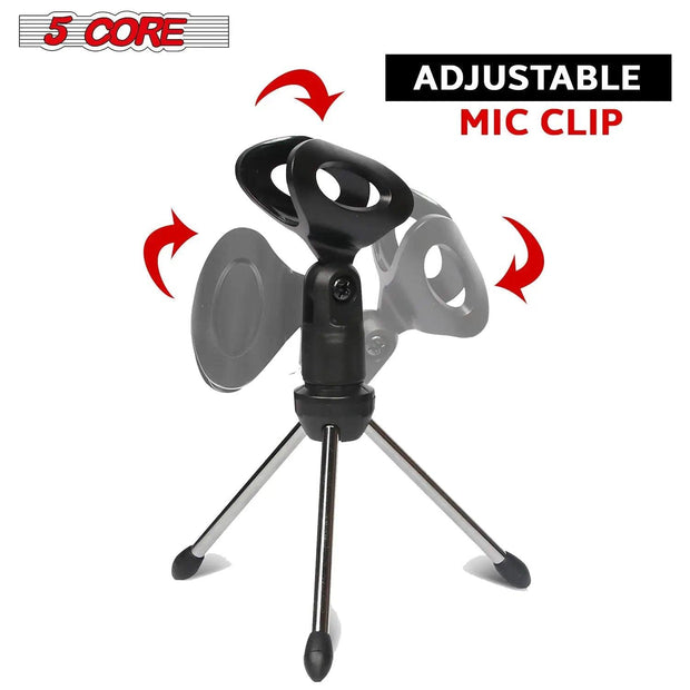 5 Core Universal Small Desktop Microphone Stand Adjustable Mic Clip Tabletop Mic Stand For Dynamic Wired Microphone -MINI TRIPOD MIC STAND - Sunny Side Store