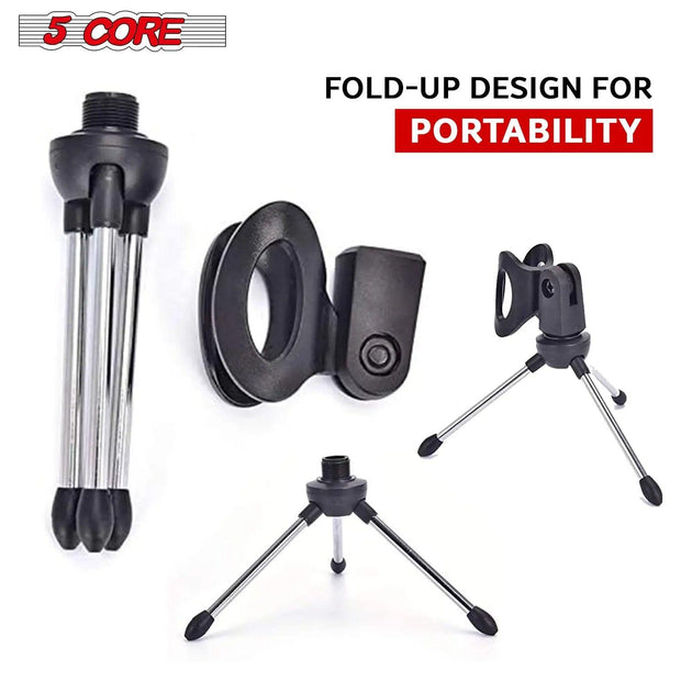 5 Core Universal Small Desktop Microphone Stand Adjustable Mic Clip Tabletop Mic Stand For Dynamic Wired Microphone -MINI TRIPOD MIC STAND - Sunny Side Store