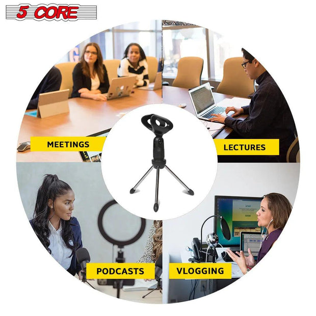 5 Core Universal Small Desktop Microphone Stand Adjustable Mic Clip Tabletop Mic Stand For Dynamic Wired Microphone -MINI TRIPOD MIC STAND - Sunny Side Store