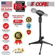 5 Core Universal Small Desktop Microphone Stand Adjustable Tabletop Mic Stand For Dynamic Wired Microphone Q2U Shure SM58 SM57 -MS MINI TRI BLK 4PCS - Sunny Side Store