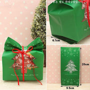 50pcs Red Green Merry Christmas Tree Snowflake Plastic Bag Candy Dessert Bags Wedding Christmas Party Kids Gift Bags Supplies - Sunny Side Store