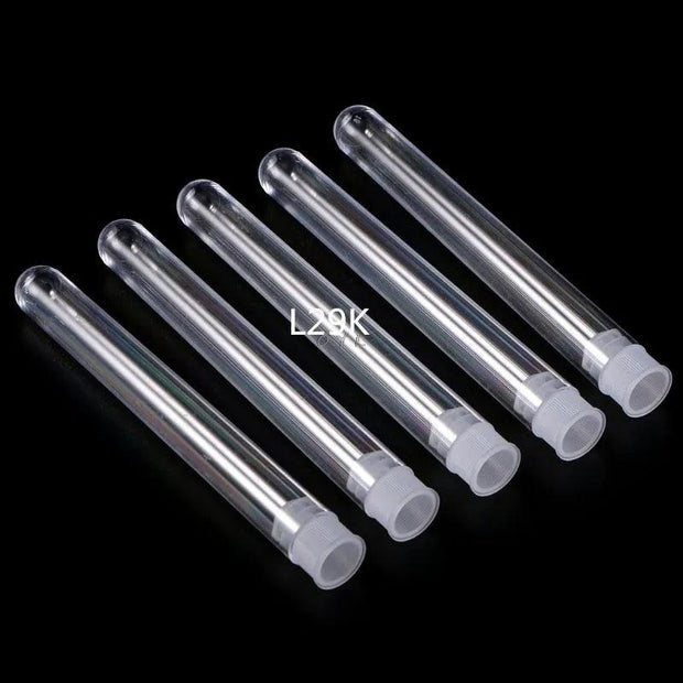 50Pcs/Pack 12x100mm Transparent Laboratory Clear Plastic Test Tubes Vials With Push Caps School Lab Supplies - Sunny Side Store