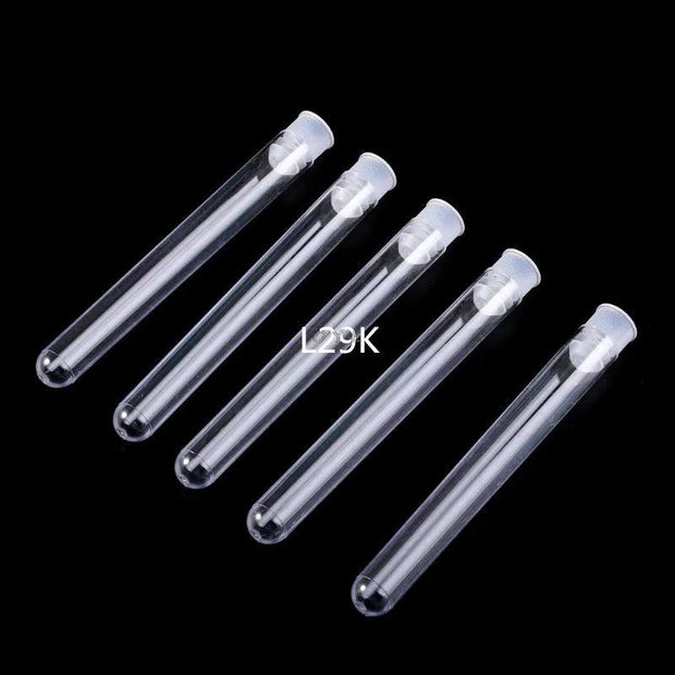 50Pcs/Pack 12x100mm Transparent Laboratory Clear Plastic Test Tubes Vials With Push Caps School Lab Supplies - Sunny Side Store