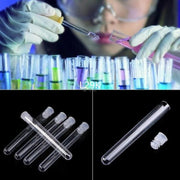 50Pcs/Pack 12x100mm Transparent Laboratory Clear Plastic Test Tubes Vials With Push Caps School Lab Supplies - Sunny Side Store