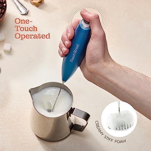 Powerful Handheld Milk Frother, Mini Milk Frother, Battery Operated (Not included) Stainless Steel Drink Mixer - Milk Frother Stand for Milk Coffee, Lattes, Cappuccino, Frappe, Matcha, Hot Chocolate Sunny Side Store