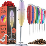 Powerful Handheld Milk Frother, Mini Milk Frother, Battery Operated (Not included) Stainless Steel Drink Mixer - Milk Frother Stand for Milk Coffee, Lattes, Cappuccino, Frappe, Matcha, Hot Chocolate Sunny Side Store