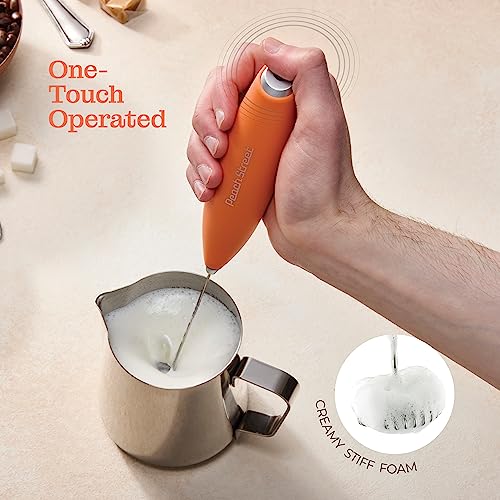 Powerful Handheld Milk Frother, Mini Milk Frother, Battery Operated (Not included) Stainless Steel Drink Mixer - Milk Frother Stand for Milk Coffee, Lattes, Cappuccino, Frappe, Matcha, Hot Chocolate Sunny Side Store