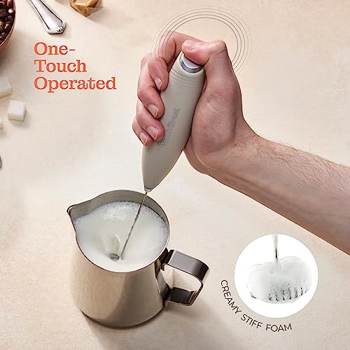 Powerful Handheld Milk Frother, Mini Milk Frother, Battery Operated (Not included) Stainless Steel Drink Mixer - Milk Frother Stand for Milk Coffee, Lattes, Cappuccino, Frappe, Matcha, Hot Chocolate Sunny Side Store