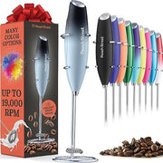 Powerful Handheld Milk Frother, Mini Milk Frother, Battery Operated (Not included) Stainless Steel Drink Mixer - Milk Frother Stand for Milk Coffee, Lattes, Cappuccino, Frappe, Matcha, Hot Chocolate Sunny Side Store