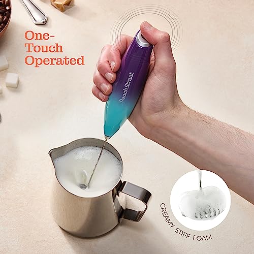 Powerful Handheld Milk Frother, Mini Milk Frother, Battery Operated (Not included) Stainless Steel Drink Mixer - Milk Frother Stand for Milk Coffee, Lattes, Cappuccino, Frappe, Matcha, Hot Chocolate Sunny Side Store