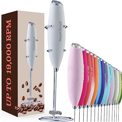 Powerful Handheld Milk Frother, Mini Milk Frother, Battery Operated (Not included) Stainless Steel Drink Mixer - Milk Frother Stand for Milk Coffee, Lattes, Cappuccino, Frappe, Matcha, Hot Chocolate Sunny Side Store