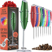 Powerful Handheld Milk Frother, Mini Milk Frother, Battery Operated (Not included) Stainless Steel Drink Mixer - Milk Frother Stand for Milk Coffee, Lattes, Cappuccino, Frappe, Matcha, Hot Chocolate Sunny Side Store