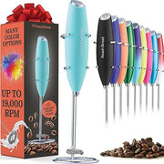 Powerful Handheld Milk Frother, Mini Milk Frother, Battery Operated (Not included) Stainless Steel Drink Mixer - Milk Frother Stand for Milk Coffee, Lattes, Cappuccino, Frappe, Matcha, Hot Chocolate Sunny Side Store