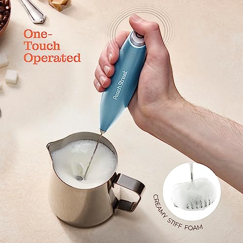 Powerful Handheld Milk Frother, Mini Milk Frother, Battery Operated (Not included) Stainless Steel Drink Mixer - Milk Frother Stand for Milk Coffee, Lattes, Cappuccino, Frappe, Matcha, Hot Chocolate Sunny Side Store