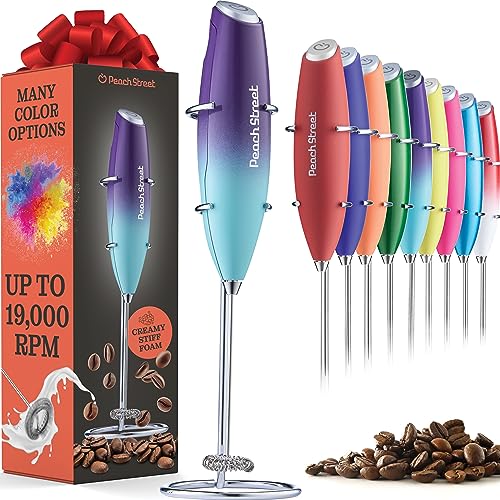 Powerful Handheld Milk Frother, Mini Milk Frother, Battery Operated (Not included) Stainless Steel Drink Mixer - Milk Frother Stand for Milk Coffee, Lattes, Cappuccino, Frappe, Matcha, Hot Chocolate Sunny Side Store