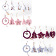 5pcs/set Creative Plush Christmas Tree Hanging Pendant Pink White Heart Star Feather Ornament Christmas Decoration for Home Xmas - Sunny Side Store