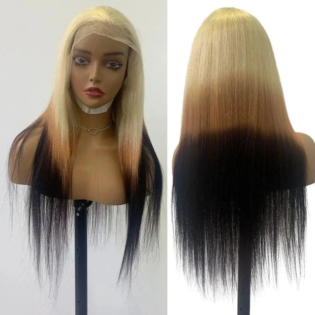 613 Ombre HD Lace Front Wigs Human Hair Pre Plucked 13x4 Transparent Lace Front Wig Reverse Ombre Hair On Blonde Colored Wig - Sunny Side Store