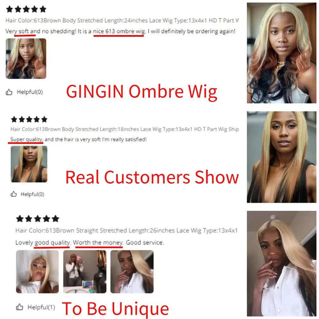 613 Ombre HD Lace Front Wigs Human Hair Pre Plucked 13x4 Transparent Lace Front Wig Reverse Ombre Hair On Blonde Colored Wig - Sunny Side Store