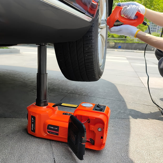 5 Ton Electric Car Jack, 11023 LBS Hydraulic Jack With Electric Impact Wrench Easy Tire Removal, Portable Car Lift With Built-in Inflatable Pump, And LED Light For SUV MPV Sedan Truck Change Tires Garage Repair Easy And Safe Lifting Solution