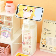 700ml Cute Water Bottle for Girls with Lid Straw Sticker Plastic Juice Milk Portable Kawaii Tumbler Children's Drinkware - Sunny Side Store Sunny Side Store  7.67