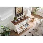 Farmhouse Style 6 Drawer Dresser Chest With Base Wooden Rustic Chest Of Drawers, Storage Dresser Organizer For Bedroom, Living Room, Beautiful Sturdy And Durable