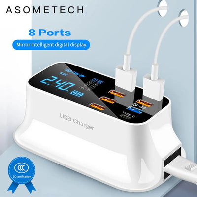 8 Ports Quick Charge 3.0 Led Display USB Charger For Android iPhone Adapter Phone Tablet Fast Charger For xiaomi huawei samsung eprolo