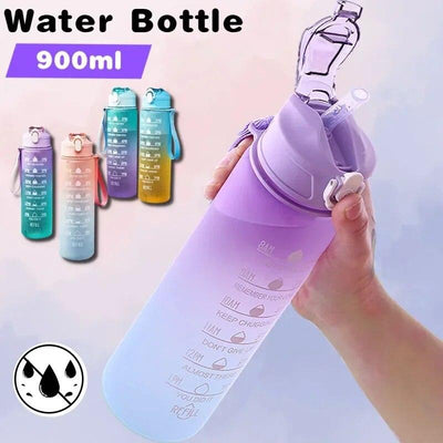 900ML Sports Water Bottle with Time Marker Leak-proof Cup Motivational Portable Water bottle for Outdoor Sport Fitness BPA Free - Sunny Side Store Sunny Side Store  3.37