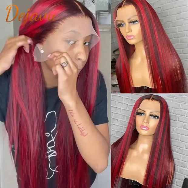 99J Highlight Lace Front Human Hair Wigs 13X4 Straight Lace Front Wig 13X6 Hd Transparent Lace Frontal Wig Colored Human Hair - Sunny Side Store