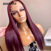 99J Straight Lace Front Wigs Human Hair 250% Glueless 4x4/5x5/6x6 Lace Closure Wigs 13x6 Lace Frontal Wigs Pre Plucked Hairline - Sunny Side Store