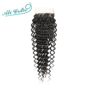 Ali Grace Deep Wave Closure 4*4 Free Middle Part Human Hair Closure 120% Destiny Swiss Lace Remy Hair Brazilian Lace Closure - Sunny Side Store